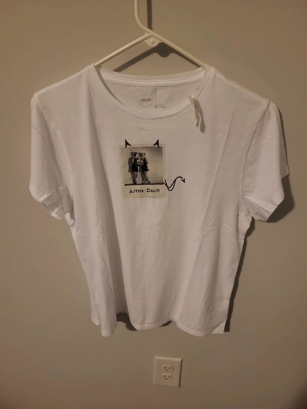 aerie White Graphic 'Little Devils' Cat Photo Tee